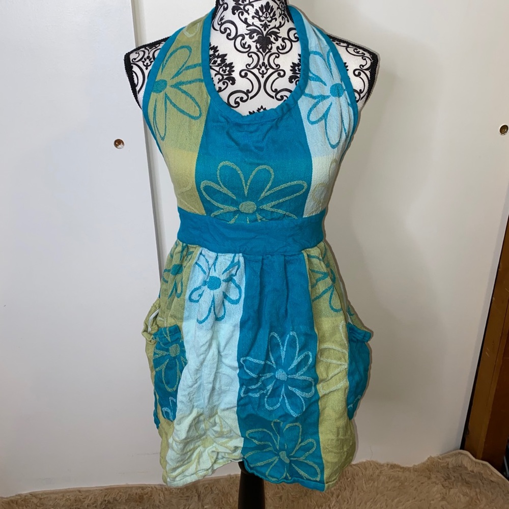 Tradewind Imports OS Green/Blue Floral Apron